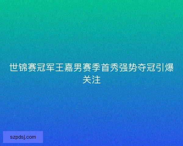 世锦赛冠军王嘉男赛季首秀强势夺冠引爆关注
