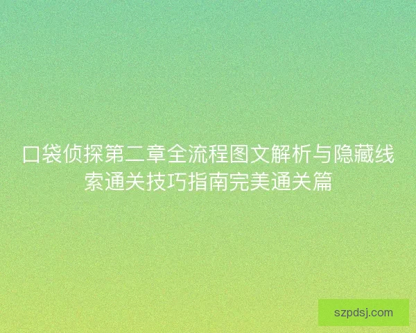 口袋侦探第二章全流程图文解析与隐藏线索通关技巧指南完美通关篇