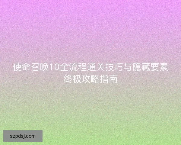 使命召唤10全流程通关技巧与隐藏要素终极攻略指南
